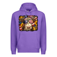 Purple Western 4th Of July Cow Background Premium Hoodie - LillyAllenDesigns