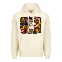Sandshell Western 4th Of July Cow Background Premium Hoodie - LillyAllenDesigns