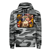 Slate Camo Western 4th Of July Cow Background Premium Hoodie - LillyAllenDesigns