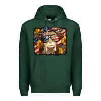Sports Green Western 4th Of July Cow Background Premium Hoodie - LillyAllenDesigns
