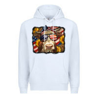 White Western 4th Of July Cow Background Premium Hoodie - LillyAllenDesigns