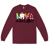 Burgundy love dentallife Long Sleeve Tee - AdoDesignShop