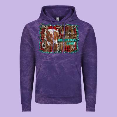 All I Want For Christmas Is A Cow Longhorn Vintage Hoodie Designed By Ranaportraitstore