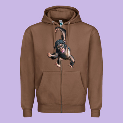Baby Chimpanzee Zipper Hoodie Designed By Lillyallendesigns