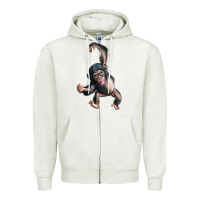 Oatmeal Heather baby chimpanzee Zipper Hoodie - LillyAllenDesigns