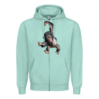 Seafoam baby chimpanzee Zipper Hoodie - LillyAllenDesigns