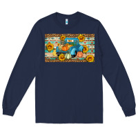 Navy Fall truck sunflowers Long Sleeve Tee - Artiststas