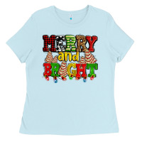 Baby Blue merry and bright with christmas tree  cakes ado Ladies Tee - AdoDesignShop