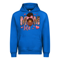 Cobalt Afro Messy Bun Mom Life Urban Hoodie - texasbilliewilder
