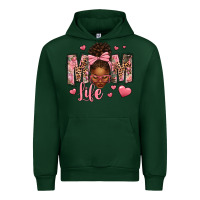 Forest Green Afro Messy Bun Mom Life Urban Hoodie - texasbilliewilder