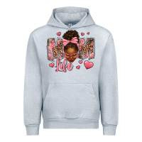 Heather Grey Afro Messy Bun Mom Life Urban Hoodie - texasbilliewilder