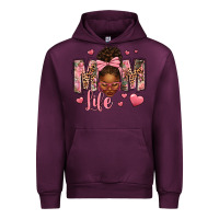 Mauve Wine Afro Messy Bun Mom Life Urban Hoodie - texasbilliewilder