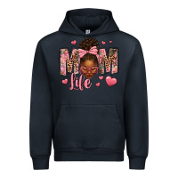 Navy Afro Messy Bun Mom Life Urban Hoodie - texasbilliewilder