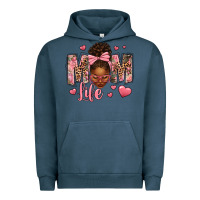 Pigment Midnight Navy Afro Messy Bun Mom Life Urban Hoodie - texasbilliewilder