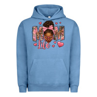 Pigment Pebble Blue Afro Messy Bun Mom Life Urban Hoodie - texasbilliewilder
