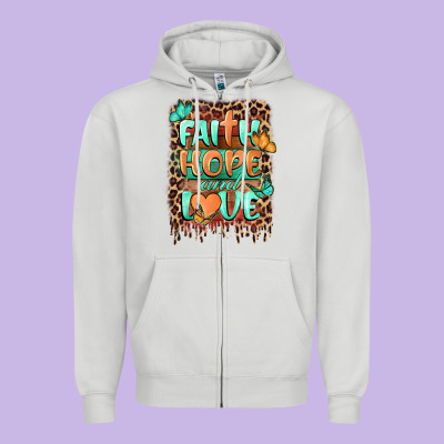 Faith Hope And Love Zipper Hoodie Designed By Barkaloodesign