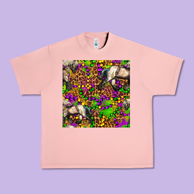 Mardi Gras Leopard Horse Seamless Pattern Urban Heavy Tee Designed By Fadigitalartstudio