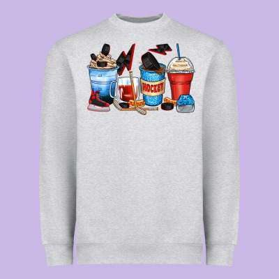 Hockey Begins After Coffee Cups Heavyweight Sweatshirt Designed By Zillion Design Studio