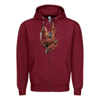 Burgundy Orangutan And Baby Zipper Hoodie - LillyAllenDesigns
