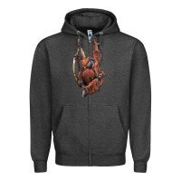 Charcoal Heather Orangutan And Baby Zipper Hoodie - LillyAllenDesigns