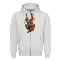 Dove Grey Orangutan And Baby Zipper Hoodie - LillyAllenDesigns