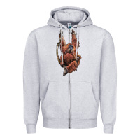 Heather Grey Orangutan And Baby Zipper Hoodie - LillyAllenDesigns