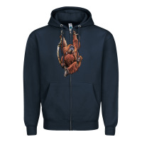 Navy Orangutan And Baby Zipper Hoodie - LillyAllenDesigns