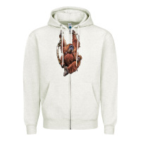 Oatmeal Heather Orangutan And Baby Zipper Hoodie - LillyAllenDesigns