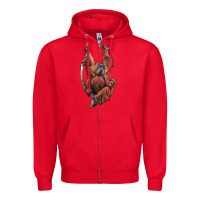 Red Orangutan And Baby Zipper Hoodie - LillyAllenDesigns