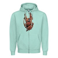 Seafoam Orangutan And Baby Zipper Hoodie - LillyAllenDesigns