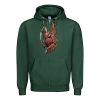 Sports Green Orangutan And Baby Zipper Hoodie - LillyAllenDesigns