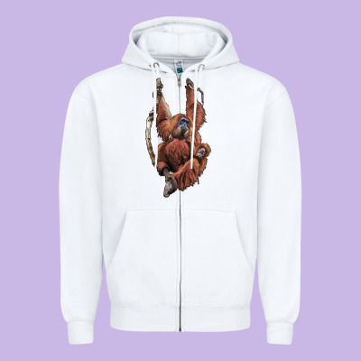 Orangutan And Baby Zipper Hoodie Designed By Lillyallendesigns