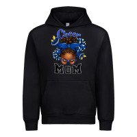 Black Cheer Mom Afro Messy Bun Urban Hoodie - texasbilliewilder