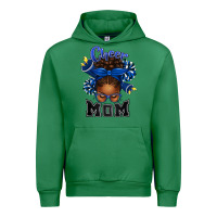 Emerald Cheer Mom Afro Messy Bun Urban Hoodie - texasbilliewilder