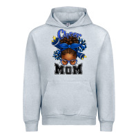 Heather Grey Cheer Mom Afro Messy Bun Urban Hoodie - texasbilliewilder
