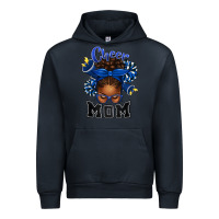 Navy Cheer Mom Afro Messy Bun Urban Hoodie - texasbilliewilder