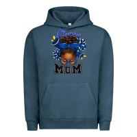 Pigment Midnight Navy Cheer Mom Afro Messy Bun Urban Hoodie - texasbilliewilder