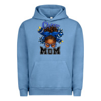 Pigment Pebble Blue Cheer Mom Afro Messy Bun Urban Hoodie - texasbilliewilder