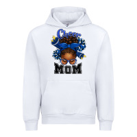 White Cheer Mom Afro Messy Bun Urban Hoodie - texasbilliewilder
