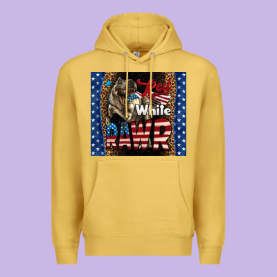 Western Red White Rawr Dinosaur Premium Hoodie Designed By Lillyallendesigns