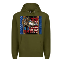 Army Green Western Red White Rawr Dinosaur Premium Hoodie - LillyAllenDesigns