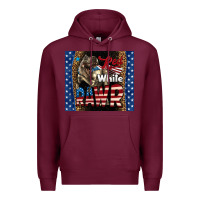 Burgundy Western Red White Rawr Dinosaur Premium Hoodie - LillyAllenDesigns