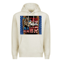 Oatmeal Heather Western Red White Rawr Dinosaur Premium Hoodie - LillyAllenDesigns