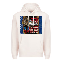 Pale Pink Western Red White Rawr Dinosaur Premium Hoodie - LillyAllenDesigns