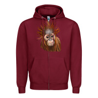 Burgundy baby orangutan Zipper Hoodie - LillyAllenDesigns