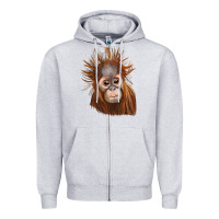 Heather Grey baby orangutan Zipper Hoodie - LillyAllenDesigns
