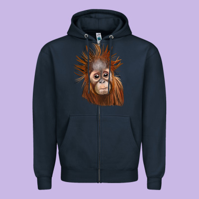 Baby Orangutan Zipper Hoodie Designed By Lillyallendesigns