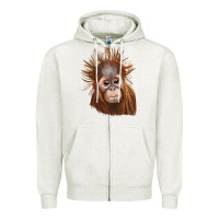 Oatmeal Heather baby orangutan Zipper Hoodie - LillyAllenDesigns