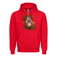 Red baby orangutan Zipper Hoodie - LillyAllenDesigns