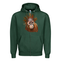 Sports Green baby orangutan Zipper Hoodie - LillyAllenDesigns